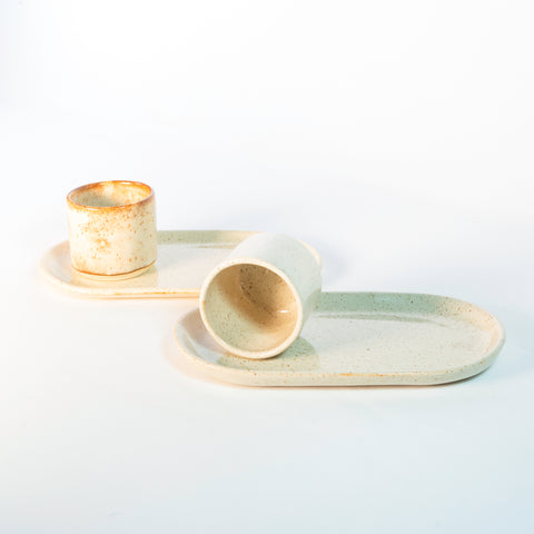 Set: Taza Espresso con Bandejita para Dos