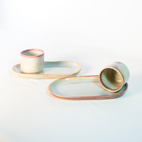 Set: Taza Espresso con Bandejita para Dos