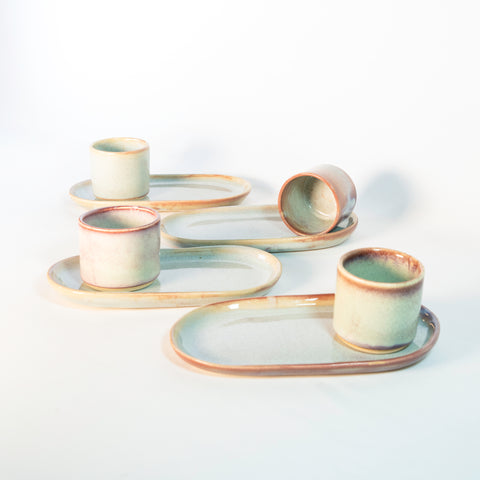 Set: Taza Espresso con Bandejita para Cuatro