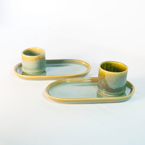 Set: Taza Espresso con Bandejita para Dos