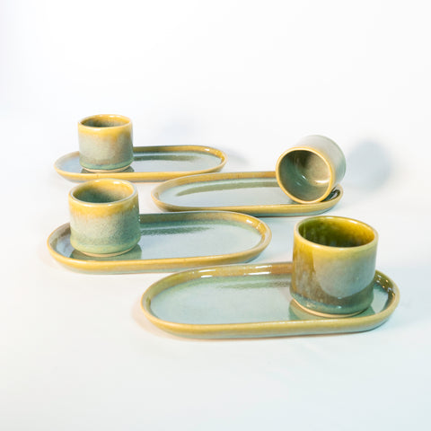 Set: Taza Espresso con Bandejita para Cuatro